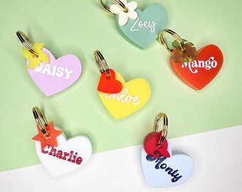 Valentine's Day Heart Pet ID Tag for Dogs and Cats, Heart Dog ID Tag, Custom Cat Name Tag, Engraved Dog Name Tag, Dog Collar Tag