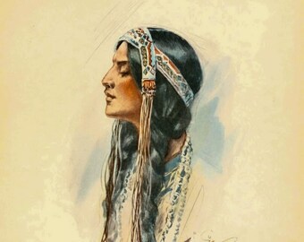 Indian Woman From the Song of Hiawatha 1906 Available as Rolled