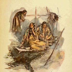 Indian women preparing food The Song of Hiawatha 1906 as Rolled, Stretched or Framed Canvas or Rolled or Framed Art Print + Free Shipping
