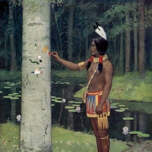Each figure had a meaning from Story of Hiawatha 1910 as Rolled, Stretched or Framed Canvas or Rolled or Framed Art Print + Free Shipping