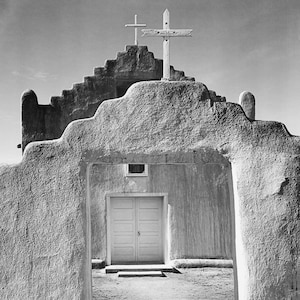 Church, Taos Pueblo National Historic Landmark, New Mexico Stretched, Framed or Rolled Canvas, Unframed or Framed Art Print + Free Shipping