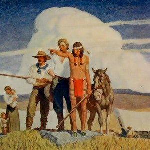 Pioneers, the Opening of the Prairies by N.C. Wyeth Giclee Print as Rolled, Stretched or Framed Canvas, Rolled Paper Prints + Free Shipping