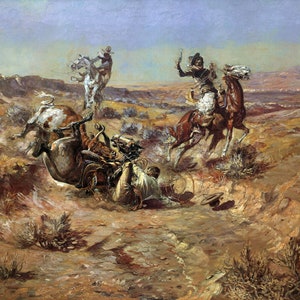 The Broken Rope by Charles M Russell Western Giclee Art Print as Rolled, Stretched or Framed Canvas, Rolled Paper Art Prints + Free Shipping