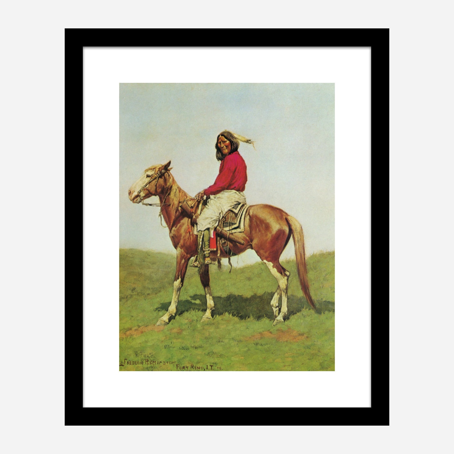 Frederic Remington Indian Warrior on Horse Fort Reno as - Etsy