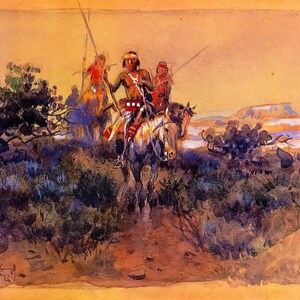 Return of the Navajos by Charles M Russell Giclee Art Print as Rolled, Stretched or Framed Canvas, Rolled Paper Art Print + Free Shipping