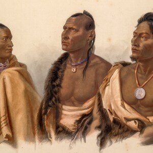 Missouria Indian, Otoe Indian and Puncas Chief by Karl Bodmer as Stretched Gallery Wrap Canvas, Framed Canvas or Framed Art Print Ships Free