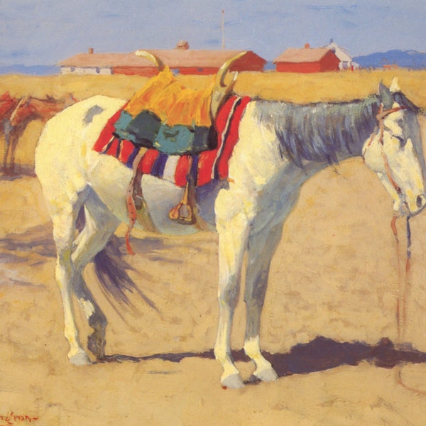 Fort Sill Oklahoma by Frederic Remington Western Giclee Art Print as Rolled, Stretched or Framed Canvas, Rolled or Framed Print Ships Free