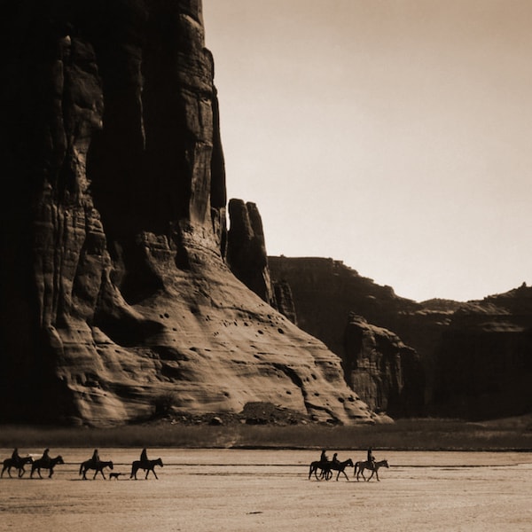 Canyon de Chelly, Navajo by Edward Curtis Giclee Art Print as Rolled, Stretched or Framed Canvas, Rolled or Framed Art Print Ships Free