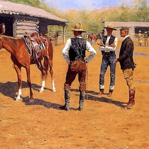 Buying Polo Ponies in the West by Frederic Remington Giclee Art Print as Rolled, Stretched or Framed Canvas, Rolled Paper Print + Ships Free