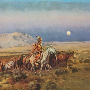 Horse Thieves by Charles Marion Russell Western Giclee Art Print as Rolled, Stretched or Framed Canvas, Rolled Paper Print + Free Shipping