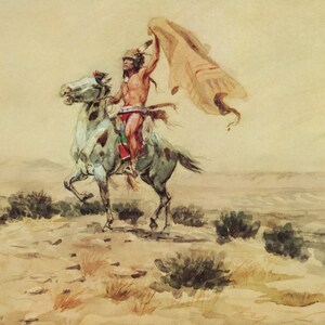 Indian Signaling by Charles Marion Russell Western Giclee Art Print as Rolled, Stretched or Framed Canvas, Rolled Paper Print Free Shipping