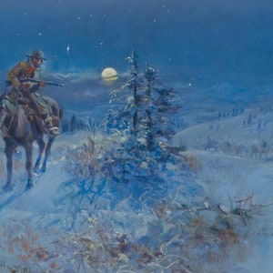 Joshing Moon 1918 by Charles M Russell Western Giclee Print as Rolled, Stretched or Framed Canvas, Rolled Paper Art Prints + Free Shipping
