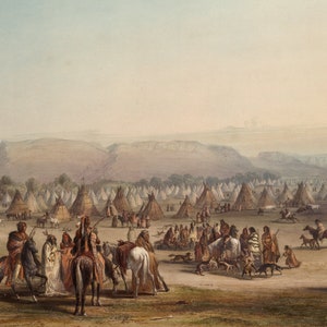 Camp of the Piekann Indians by Karl Bodmer available as Stretched Gallery Wrap Canvas, Framed Canvas or Framed Art Print + Free Shipping