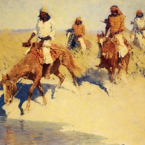Pool in the Desert by Frederic Remington Western Giclee Art Print as Rolled, Stretched or Framed Canvas, Rolled Paper Prints + Free Shipping