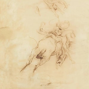 Bucking Horse and Rider by Charles M Russell Giclee Print as Rolled, Stretched or Framed Canvas, Rolled Paper Art Print + Free Shipping