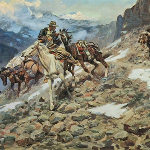 Crippled but Still Coming by Charles M Russell Western Giclee Print as Rolled, Stretched or Framed Canvas, Rolled Paper Print Free Shipping