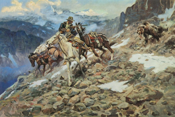 Crippled but Still Coming by Charles M Russell Western Giclee Print as Rolled, Stretched or Framed Canvas, Rolled or Framed Print Ships Free