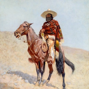 A Mexican Vaquero by Frederic Remington Western Giclee Art Print as Rolled, Stretched or Framed Canvas, Rolled or Framed Print Ships Free
