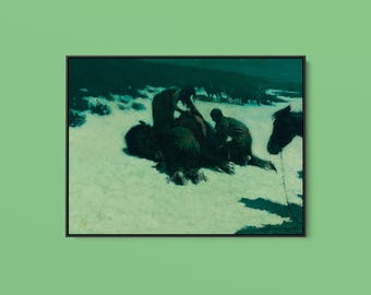 Frederic Remington - Hungry Moon - Print as Rolled, Stretched or Framed Canvas, Rolled Paper Print + Free Shipping