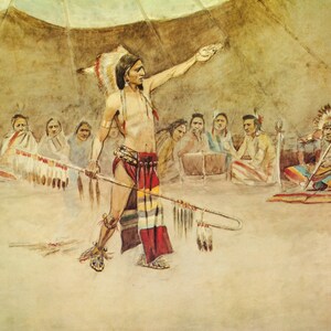 Council of War by Charles Marion Russell Western Giclee Art Print as Rolled, Stretched or Framed Canvas, Rolled Paper Print + Free Shipping