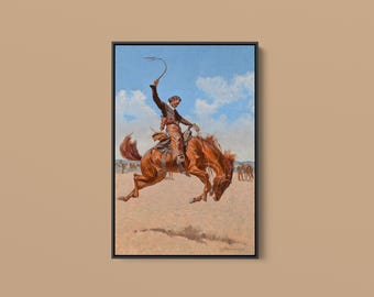Frederic Remington - The Bronco Buster - Print as Rolled, Stretched or Framed Canvas, Rolled Paper Print + Free Shipping