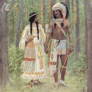 Pleasant was the journey homeward from Story of Hiawatha 1910 Rolled, Stretched or Framed Canvas or Rolled or Framed Art Print + Ships Free