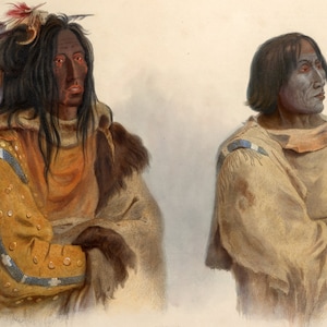 Blackfoot chief and Peikann chief by Karl Bodmer as Stretched Gallery Wrap Canvas, Framed Canvas or Framed Art Print + Free Shipping