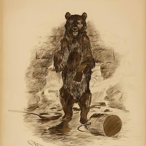 The Whisperin&#39; Disturbs Mr. Bear by Charles M Russell Giclee Art Print as Rolled, Stretched or Framed Canvas, Rolled Paper Print Ships Free