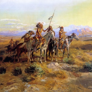 The Scouts by Charles M Russell Western Giclee Art Print as Rolled, Stretched or Framed Canvas, Rolled Paper Art Print + Free Shipping