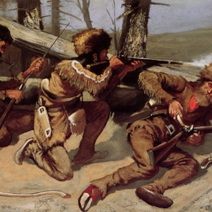 A Brush with the Indians by Frederic Remington Giclee Art Print as Rolled, Stretched or Framed Canvas, Rolled Paper Art Prints Free Shipping