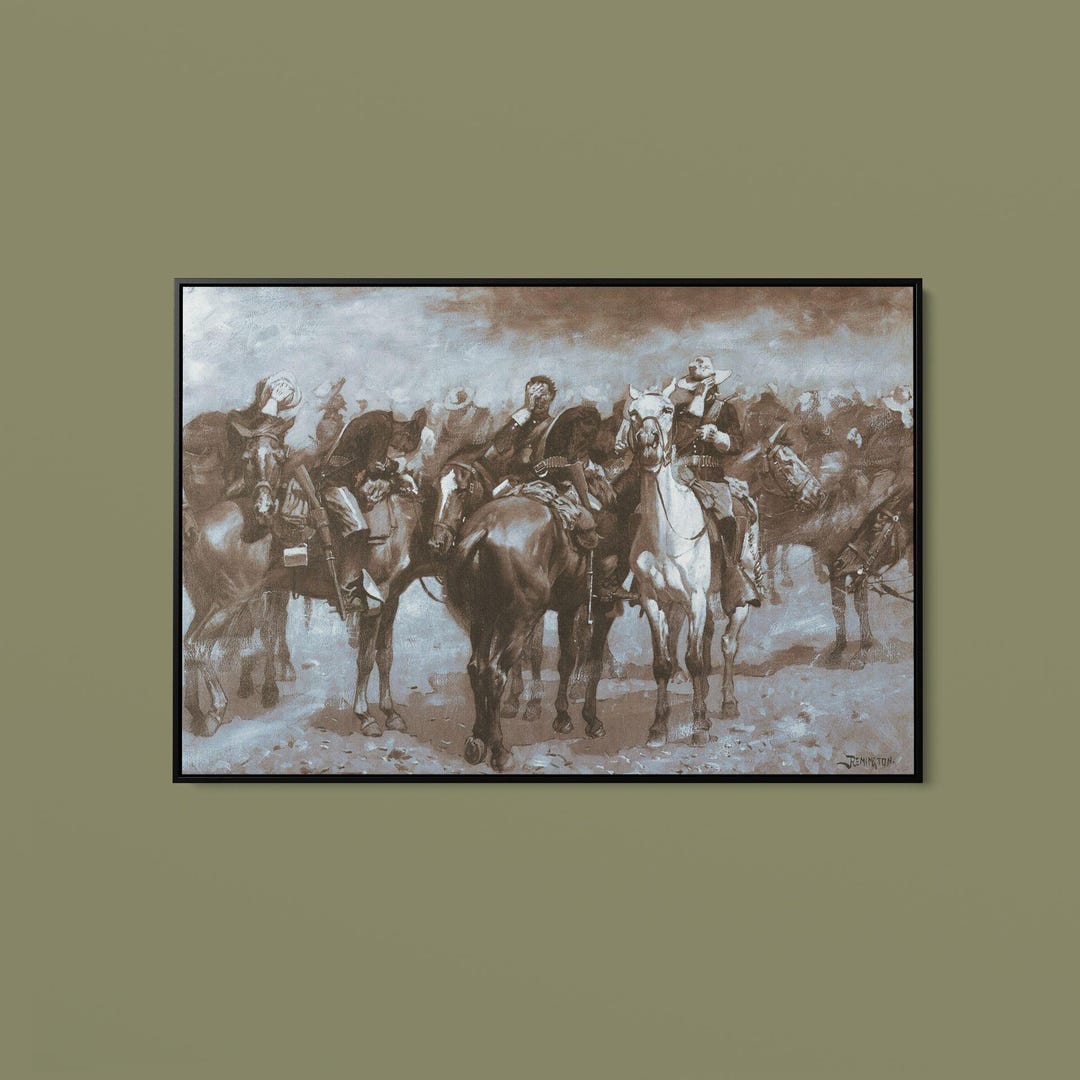 The Cheyenne 騎馬像 フレデリックレミントン フレデリック・レミントン作「アリゾナの砂嵐の中の騎兵隊」 - ロール