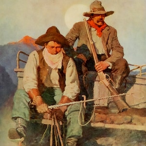 The Pay Stage by N.C. Wyeth Western Giclee Art Print as Rolled, Stretched or Framed Canvas, Rolled Paper Art Prints + Free Shipping