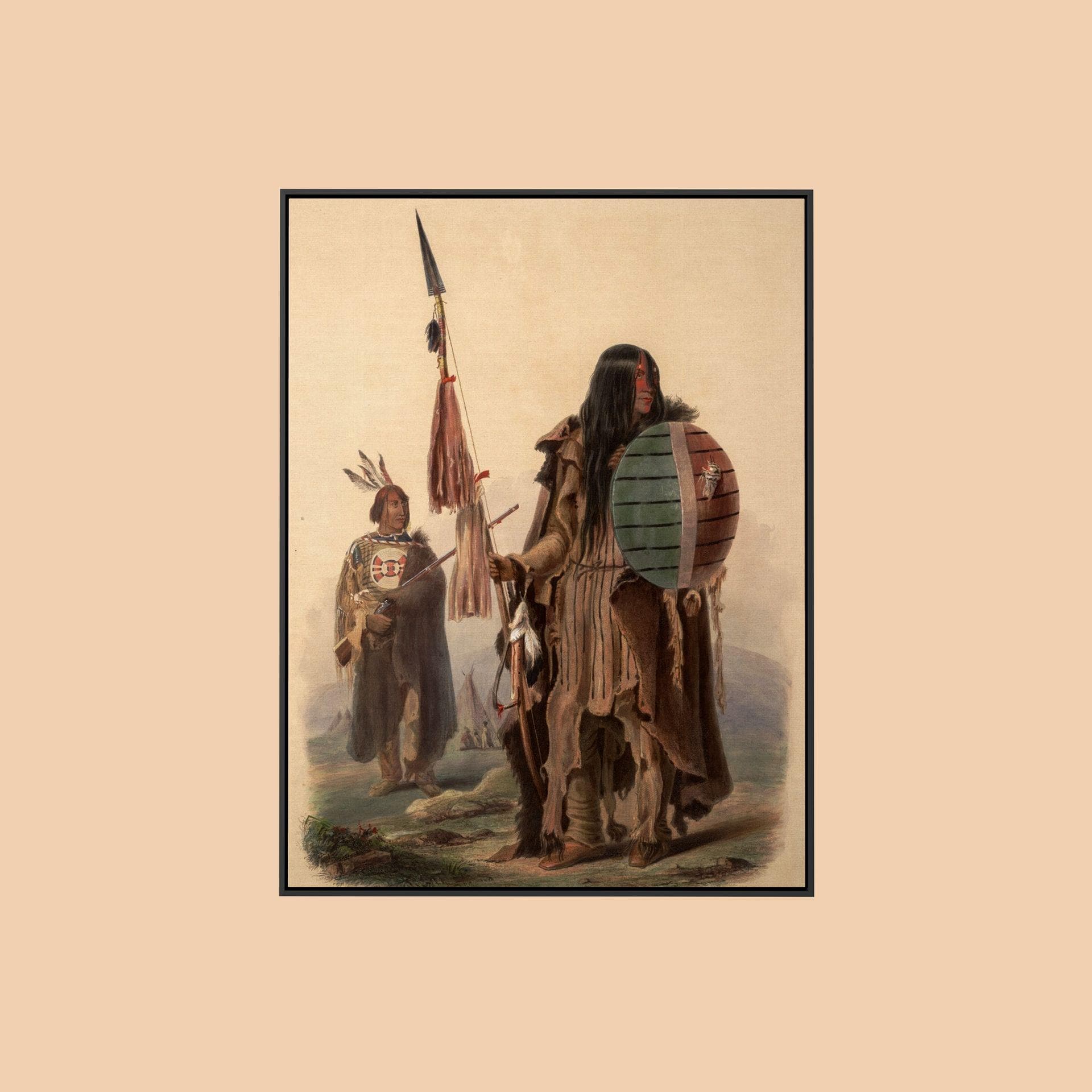 Native American by Karl Bodmer インディアングッズ Karl Bodmer - Assiniboin Indians - Print as Rolled, Stretched or