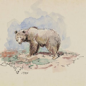 Small Grizzly, 1925 by Charles M Russell Western Giclee Art Print as Rolled, Stretched or Framed Canvas, Rolled Paper Print + Free Shipping