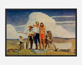 Pioneers, the Opening of the Prairies by N.C. Wyeth Giclee  display picture 1