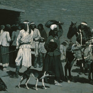 Pueblo Indian Village by Frederic Remington Giclee Art Print as Rolled, Stretched or Framed Canvas, Rolled  Paper Art Prints + Free Shipping