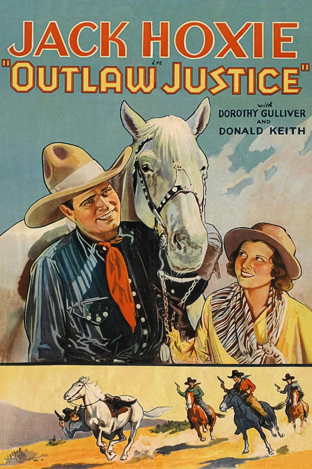 Vintage Western Movie Poster: Jack Hoxie in Outlaw Justice as