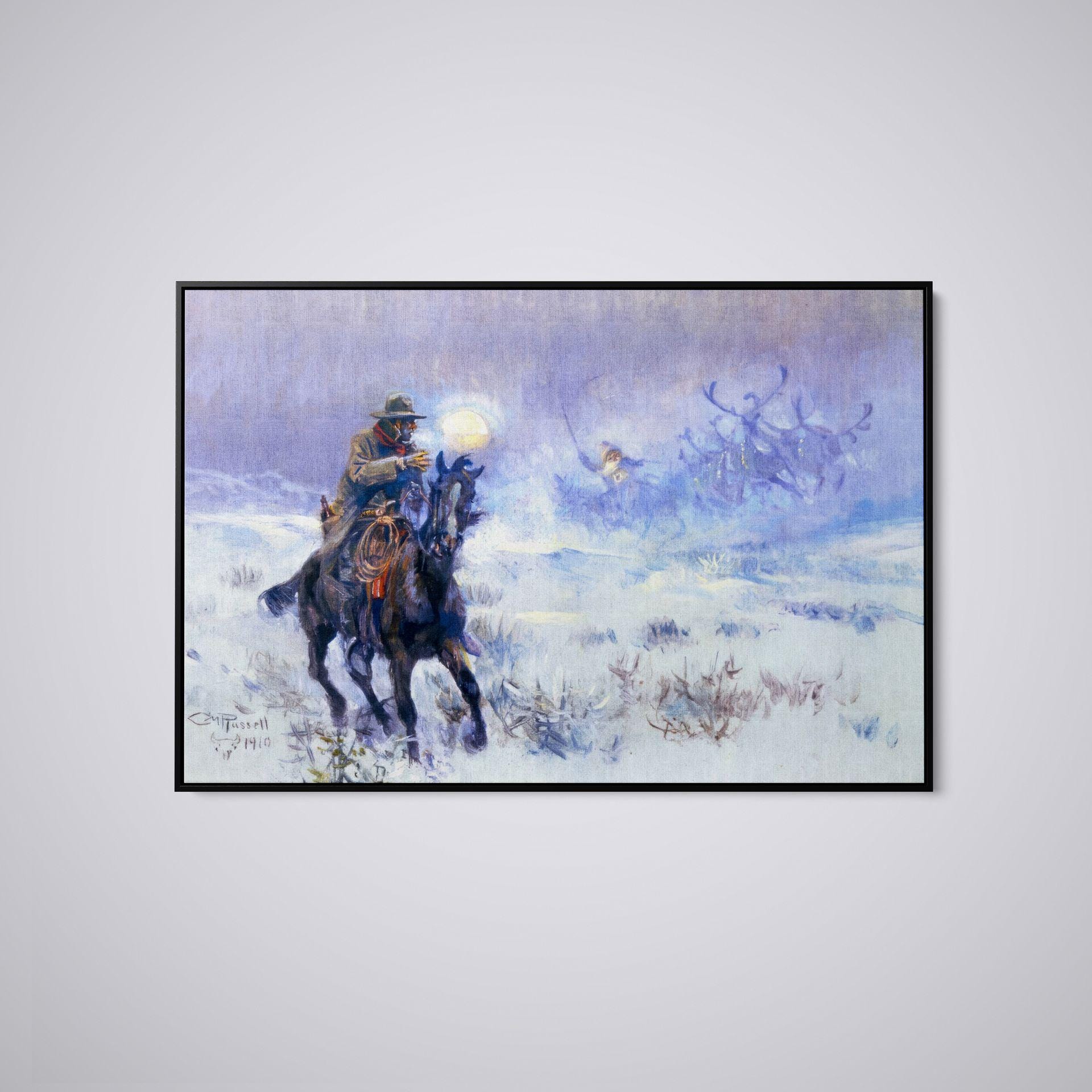 Charles Marion Russell - Seeing Santa Claus - Print as Rolled