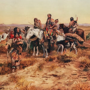 Heading the Right Way by Charles M Russell Western Giclee Art Print as Rolled, Stretched or Framed Canvas, Rolled Paper Print Free Shipping