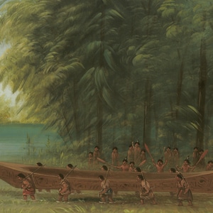 George Catlin Launching a Canoe Nayas Indians, Giclee Print as Rolled, Stretched or Framed Canvas or Rolled Paper Art Prints + Free Shipping