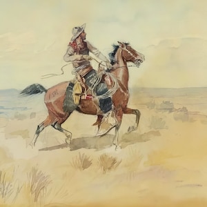 Cowboy on the Range by Charles M Russell Giclee Art Print as Rolled, Stretched or Framed Canvas, Rolled Paper Art Prints + Free Shipping