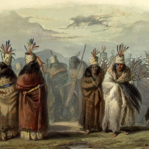 Dance of the Mandan women by Karl Bodmer available as Stretched Gallery Wrap Canvas, Framed Canvas or Framed Art Print + Free Shipping