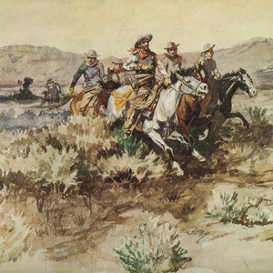 The Posse by Charles M Russell Western Giclee Art Print as Rolled, Stretched or Framed Canvas, Rolled Paper Art Print + Free Shipping