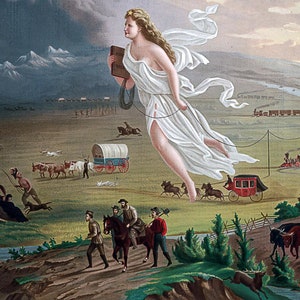 American Progress de John Gast Western Giclee Art Print como lienzo enrollado, estirado o enmarcado, impresión artística enrollada o enmarcada se envía gratis