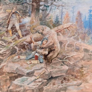 In the Nick of Time by Charles M Russell Western Giclee Print as Rolled, Stretched or Framed Canvas, Rolled Paper Art Print + Free Shipping