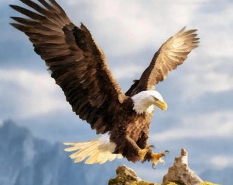 Bergadler I von Buck Rawlins American Wildlife Giclee Kunstdruck auf Leinwand oder Papier + kostenloser Versand