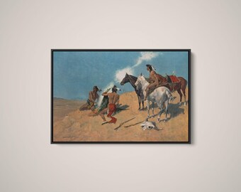 Frederic Remington - the Smoke Signal - Print as Rolled, Stretched