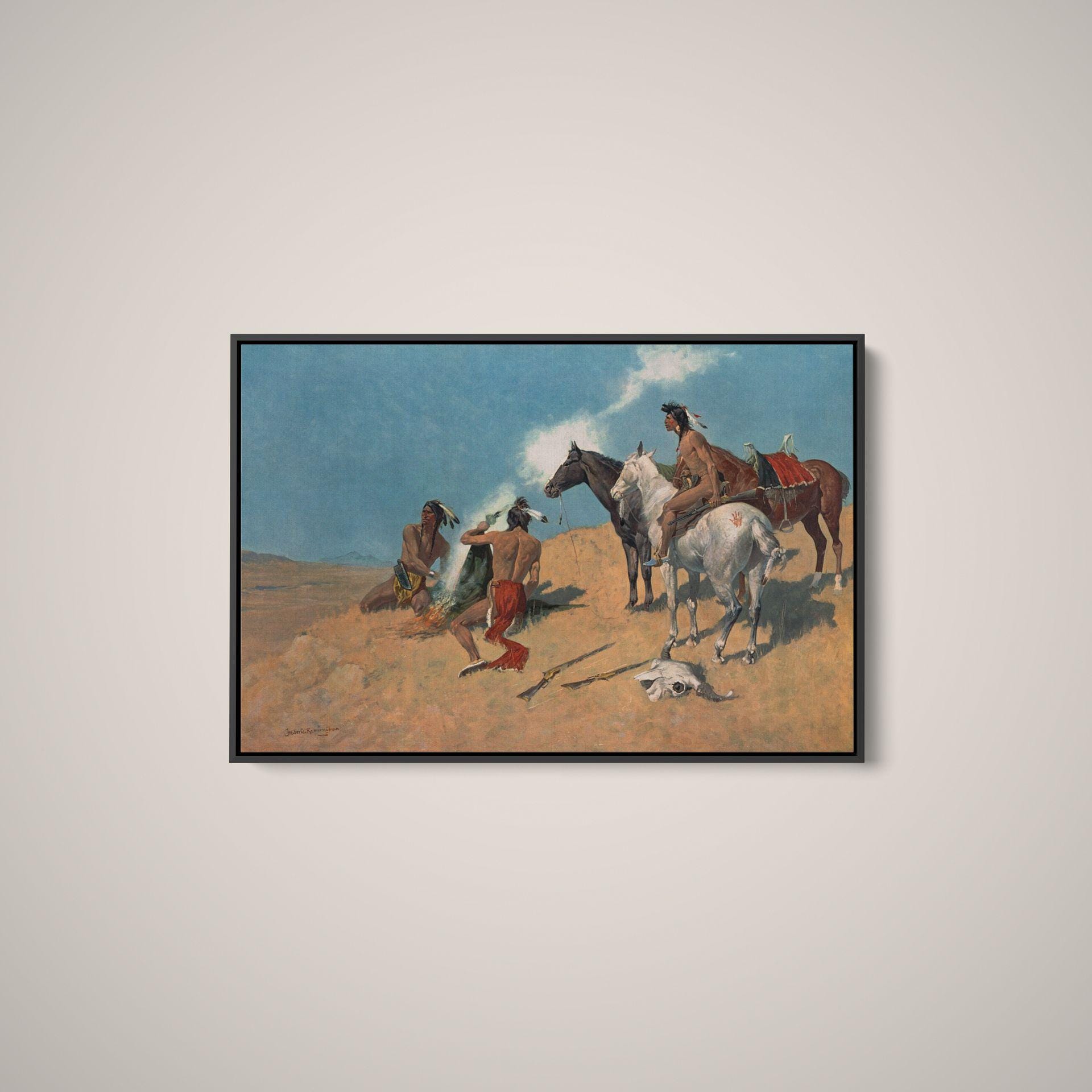 Frederic Remington - the Smoke Signal - Print as Rolled, Stretched