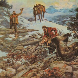 Charles M Russell The Price of His Hide Western Giclee Print as Stretched Gallery Wrap Canvas, Framed Canvas or Rolled Paper Art Prints