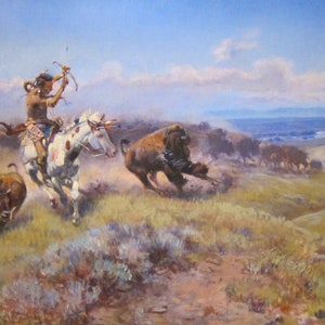 Fighting Meat by Charles M Russell Western Giclee Art Print as Rolled, Stretched or Framed Canvas, Rolled Paper Art Prints + Free Shipping